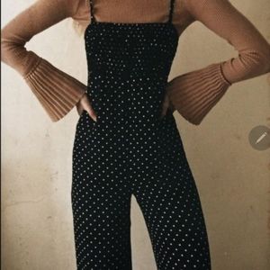 Christy Dawn Red Polka Dot Smocked Jumpsuit